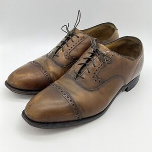 Johnston & Murphy Heritage Mens Brown Leather Cap Toe Brogue Oxford Shoes 10.5 D